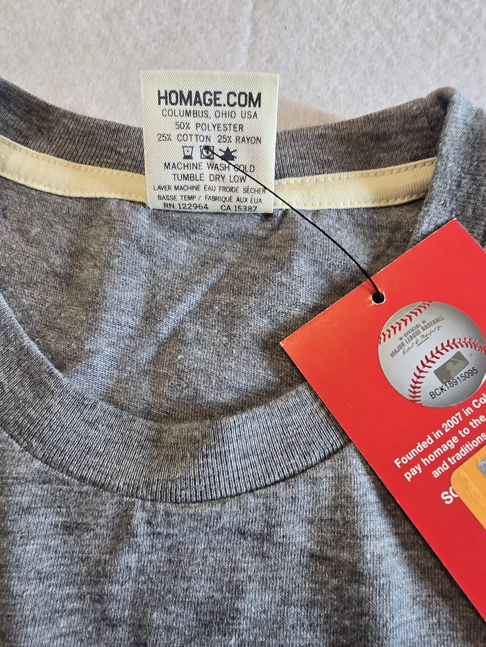 HOMAGE Gray Tee with Orange Baltimore Stadium Graphic Size Small